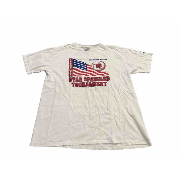 Vtg 90s Oneita Star Spangled Tournament Corvalis Oregon Baseball Tshirt Size XL - Picture 1 of 8